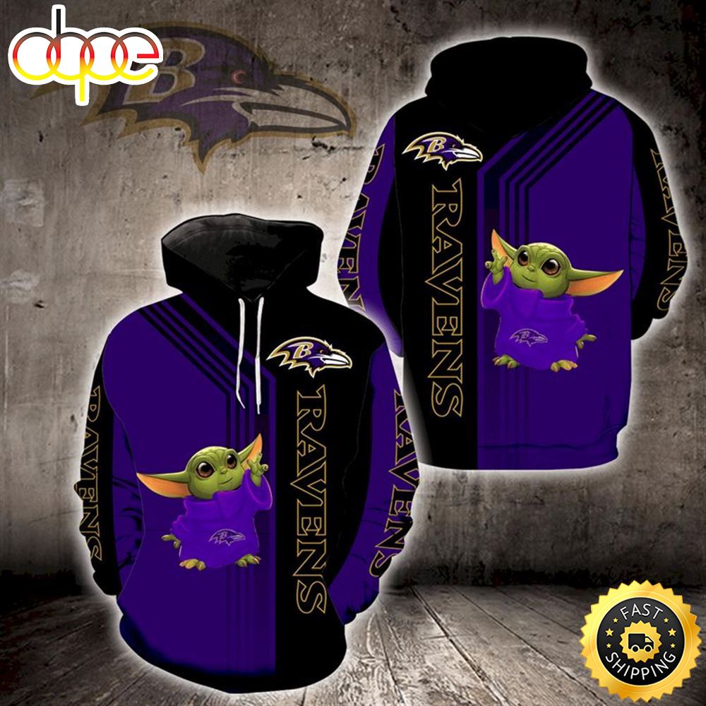 Baltimore Ravens Yoda 3d Hoodie All Over Print Baltimore Ravens Fan Gift Ideas
