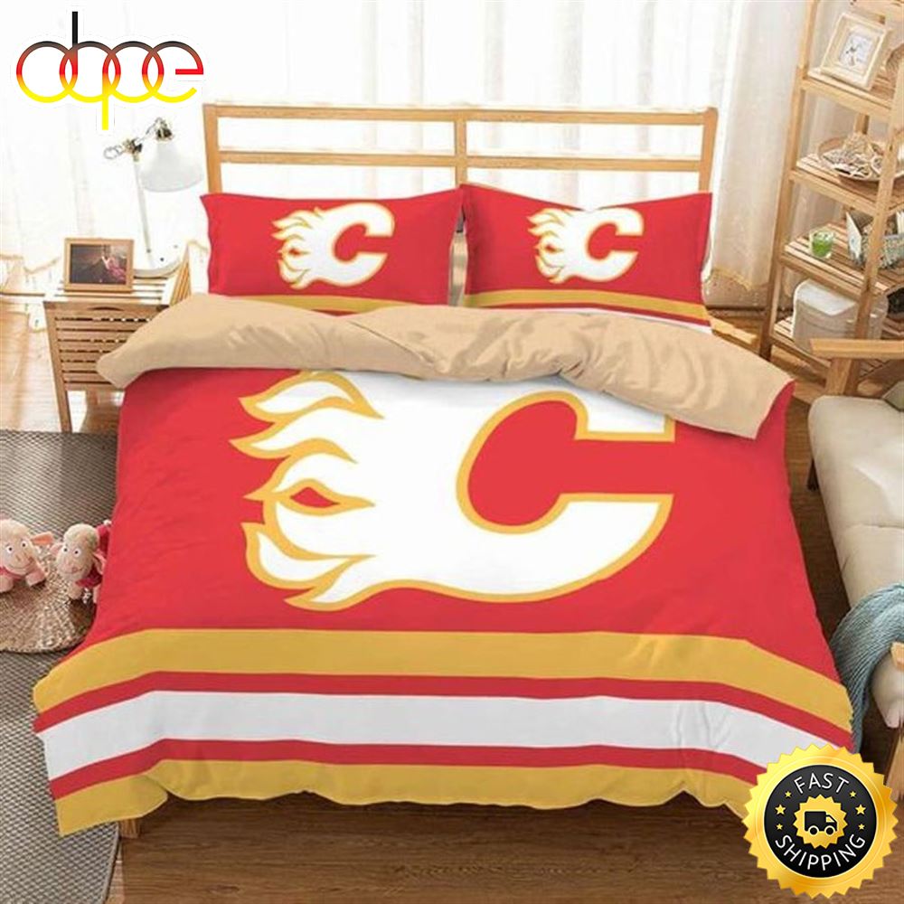Calgary Flames Nfl Custom Bedding Sets Hockey Team Cover Set