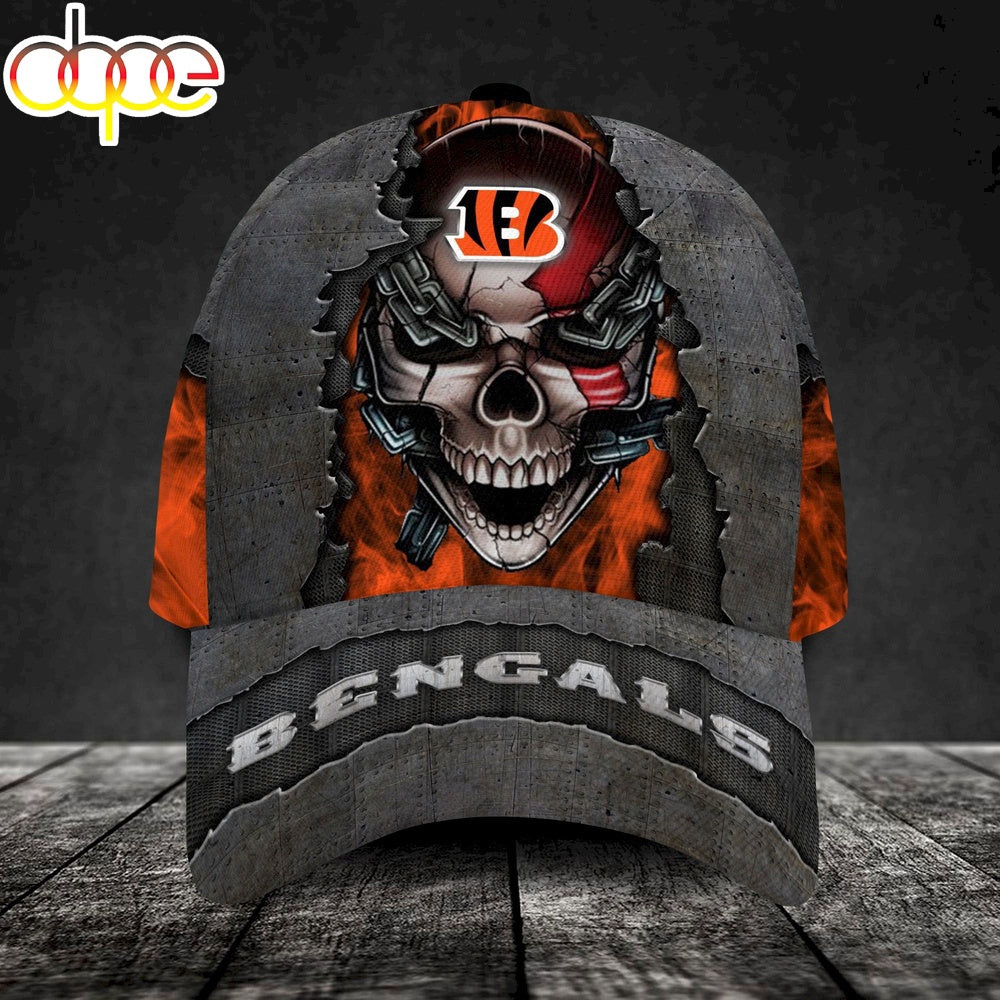 Custom Name Cincinnati Bengals NFL Skull Chain Baseball Classic Cap