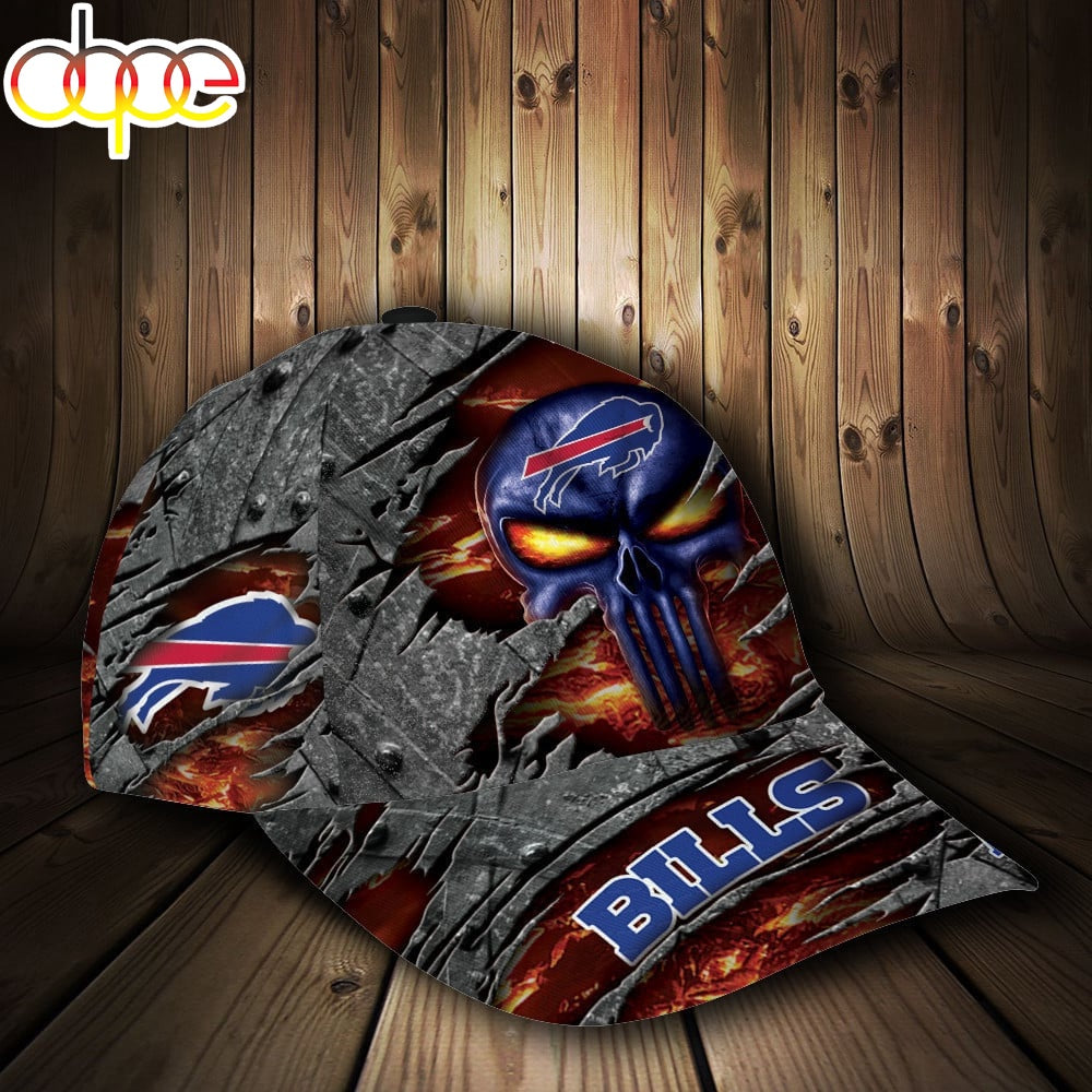 Custom Name NFL Buffalo Bills The Punisher Skull All Over Print 3D Classic Cap