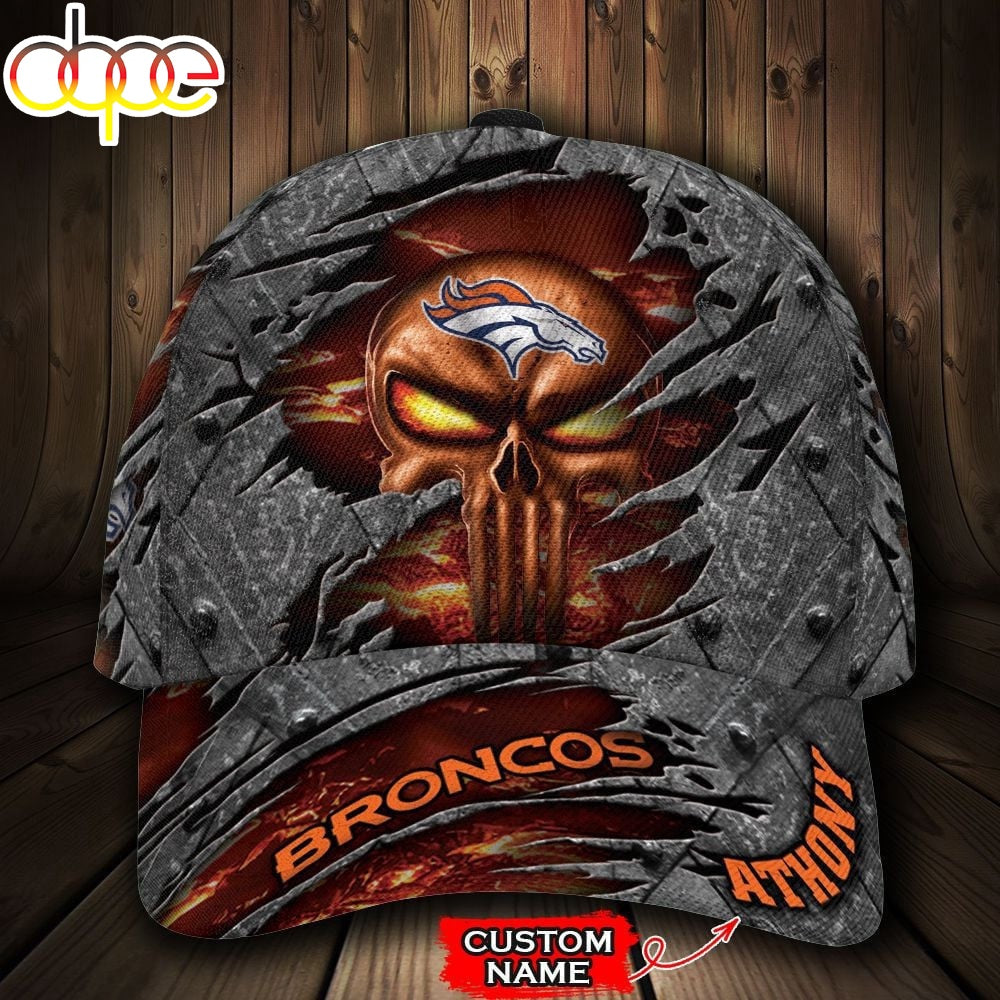 Custom Name NFL Denver Broncos Luxury Skull All Over Print 3D Classic Cap