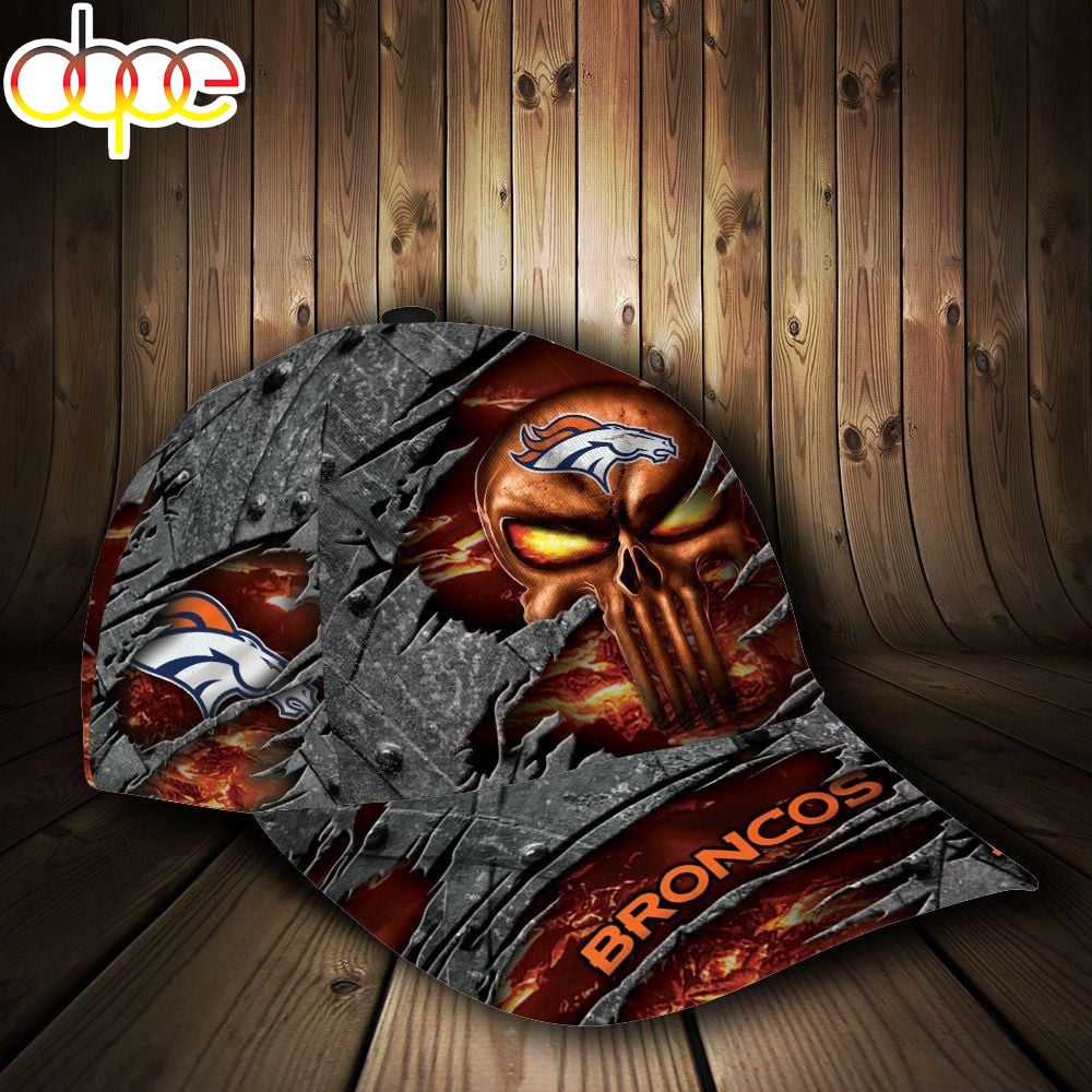 Custom Name NFL Denver Broncos Luxury Skull All Over Print 3D Classic Cap