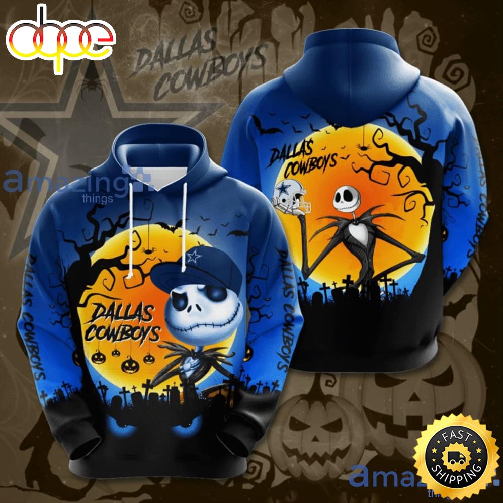 Dallas Cowboys Jack Skellington Halloween Gift 3D Hoodie
