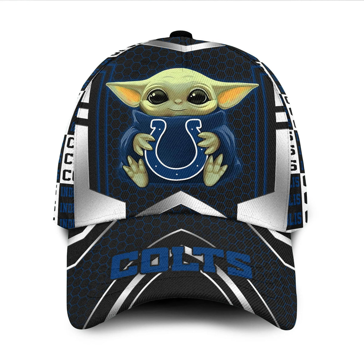 Indianapolis Colts Baby Yoda All Over Print 3D Baseball Cap