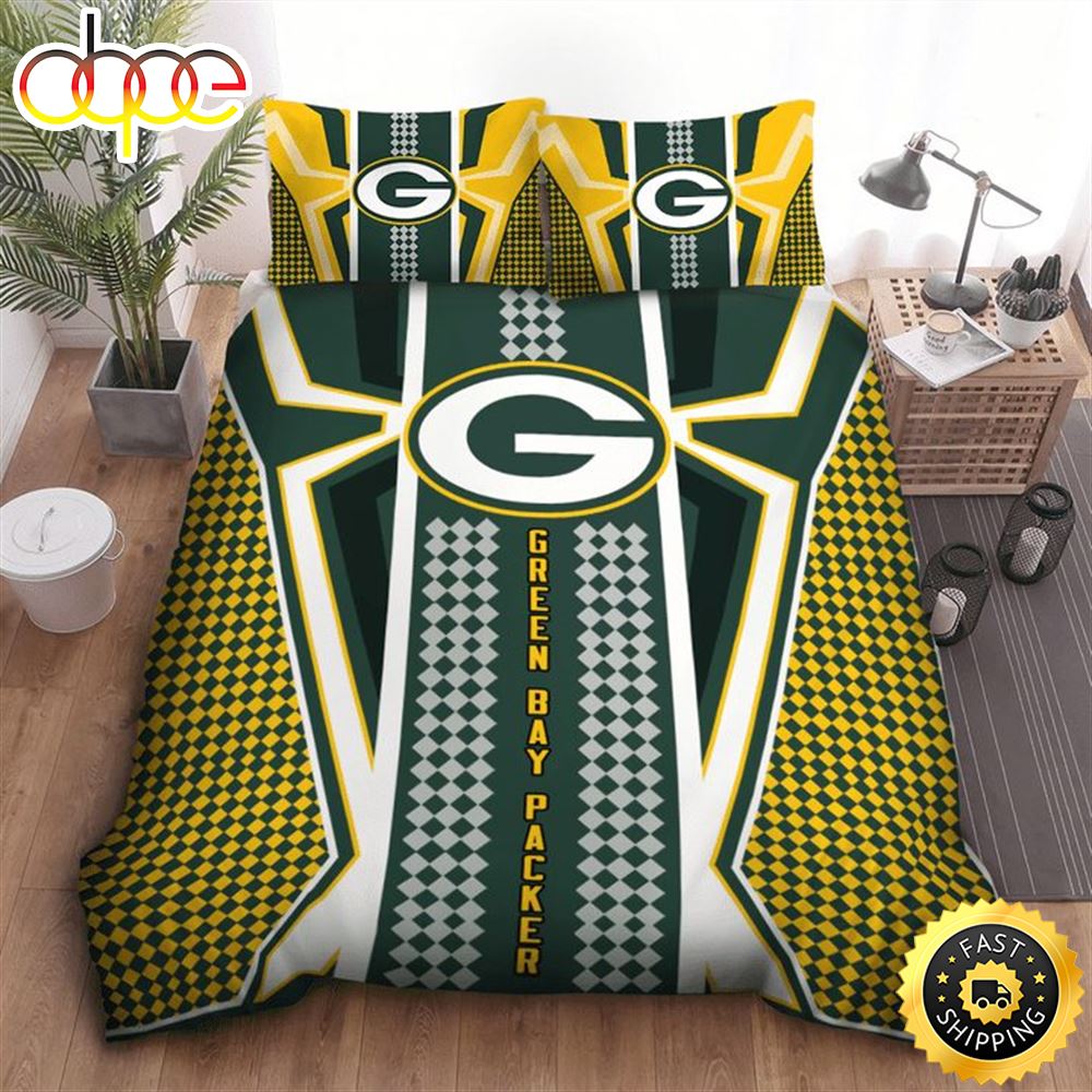 NFL Green Bay Packers Yellow Green Big Logo Bedding Set