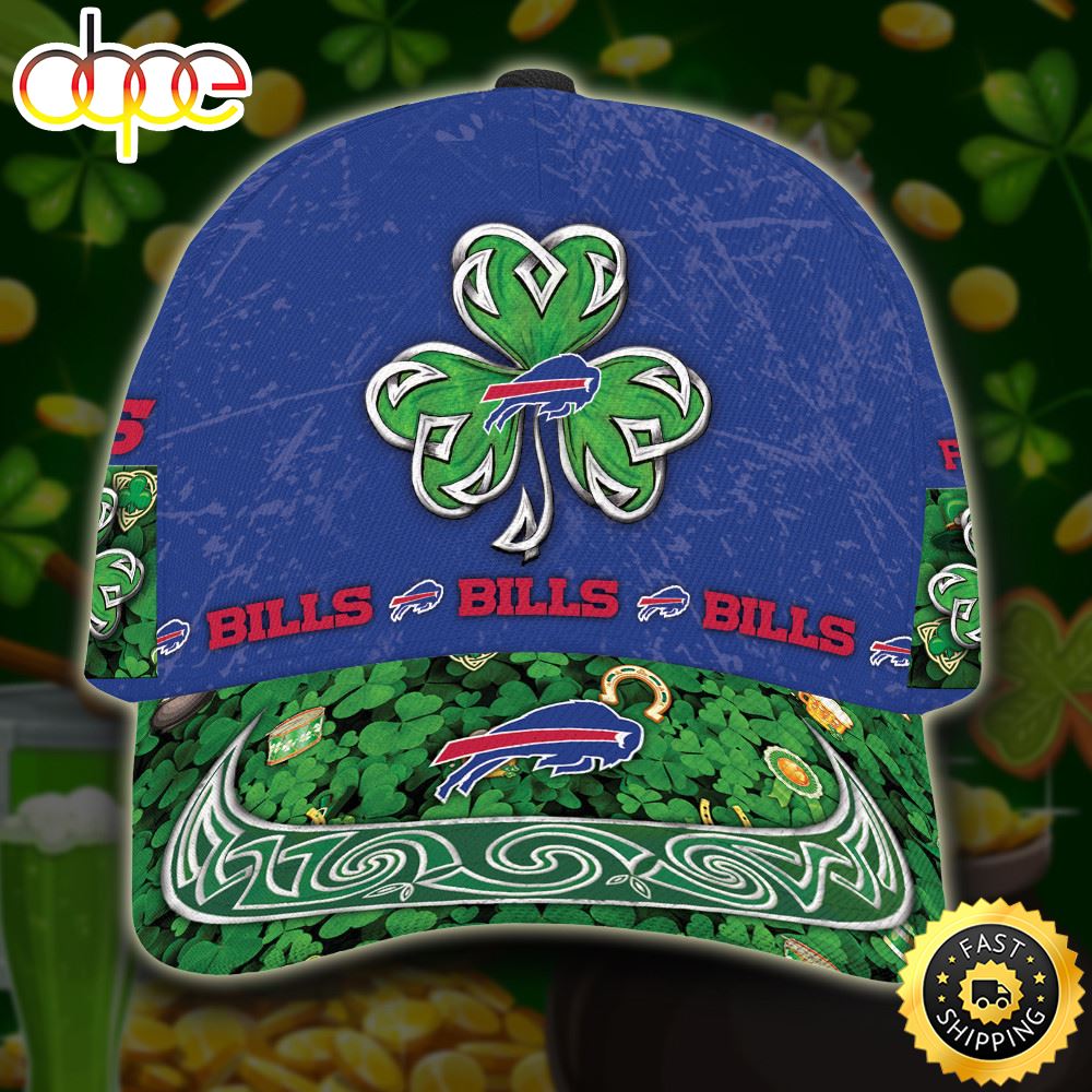 Personalized Buffalo Bills St Patrick Day All Over Print 3D Baseball Cap - Blue Green-TPH
