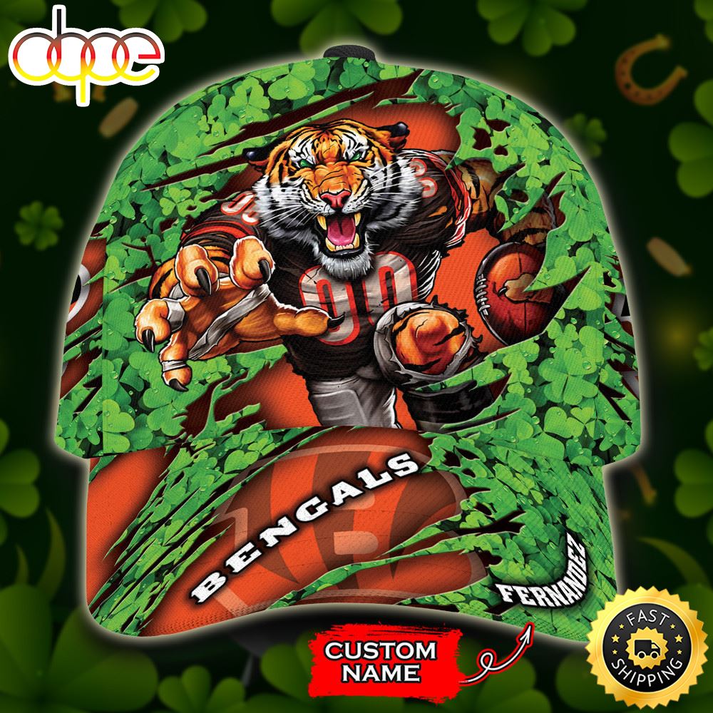Personalized Cincinnati Bengals St Patrick's Day Mascot All Over Print 3D Classic Cap-TPH