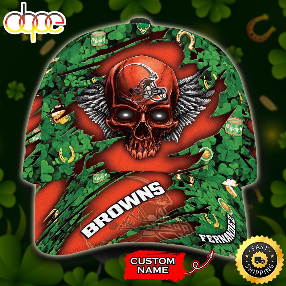 Personalized Cleveland Browns St Patrick Day Skull All Over Print 3D Classic Cap-TPH