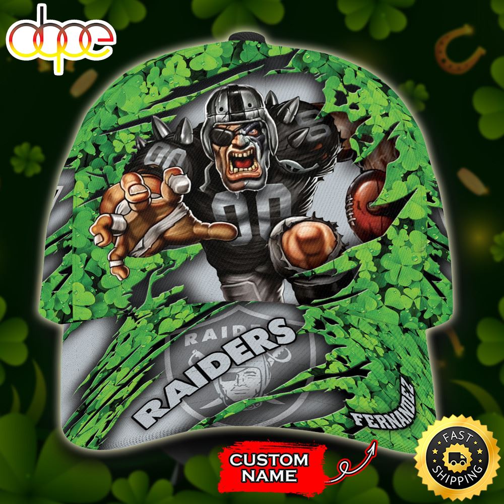 Personalized Las Vegas Raiders St Patrick's Day Mascot All Over Print 3D Classic Cap-TPH