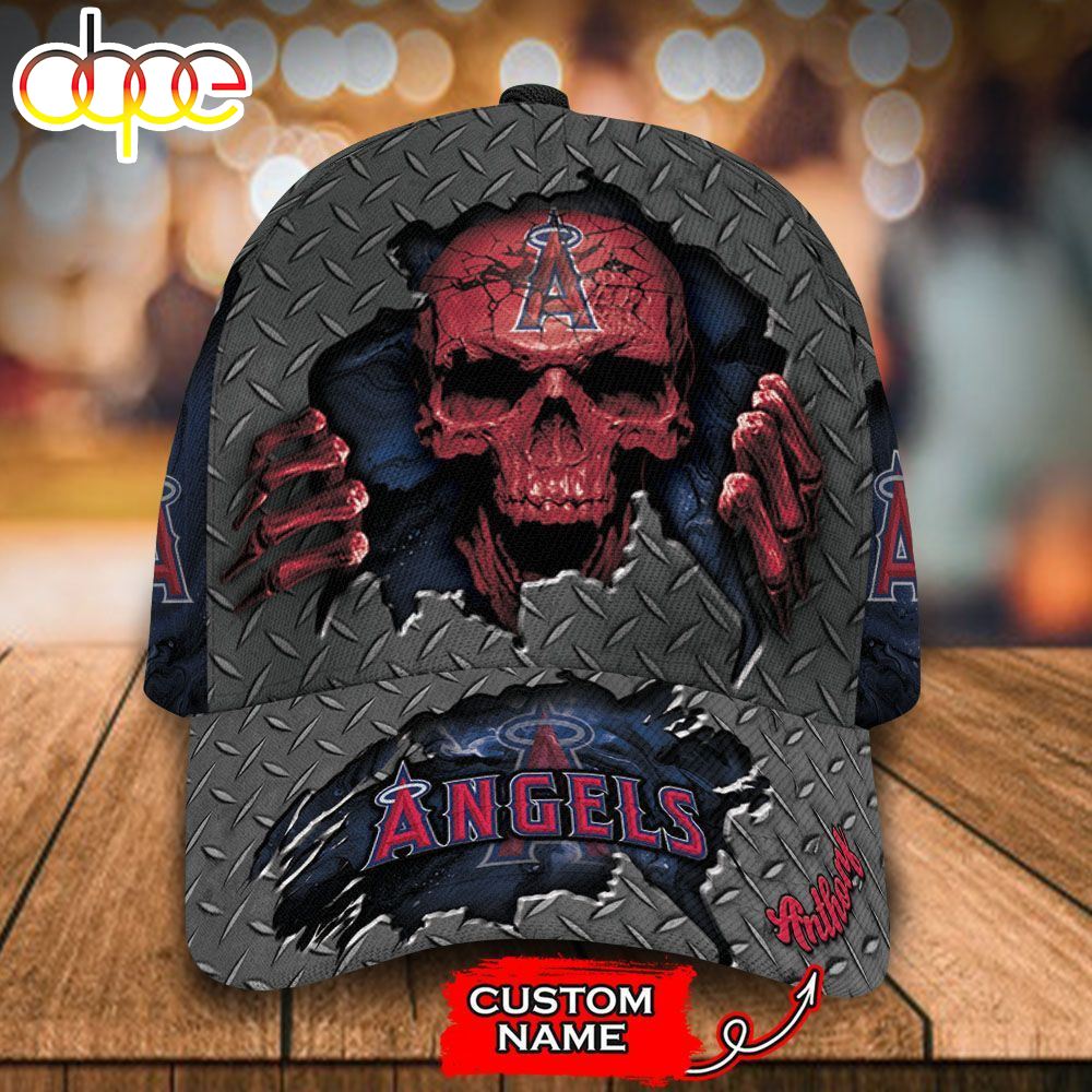 Personalized Los Angeles Angels Skull All Over Print 3D Baseball Cap