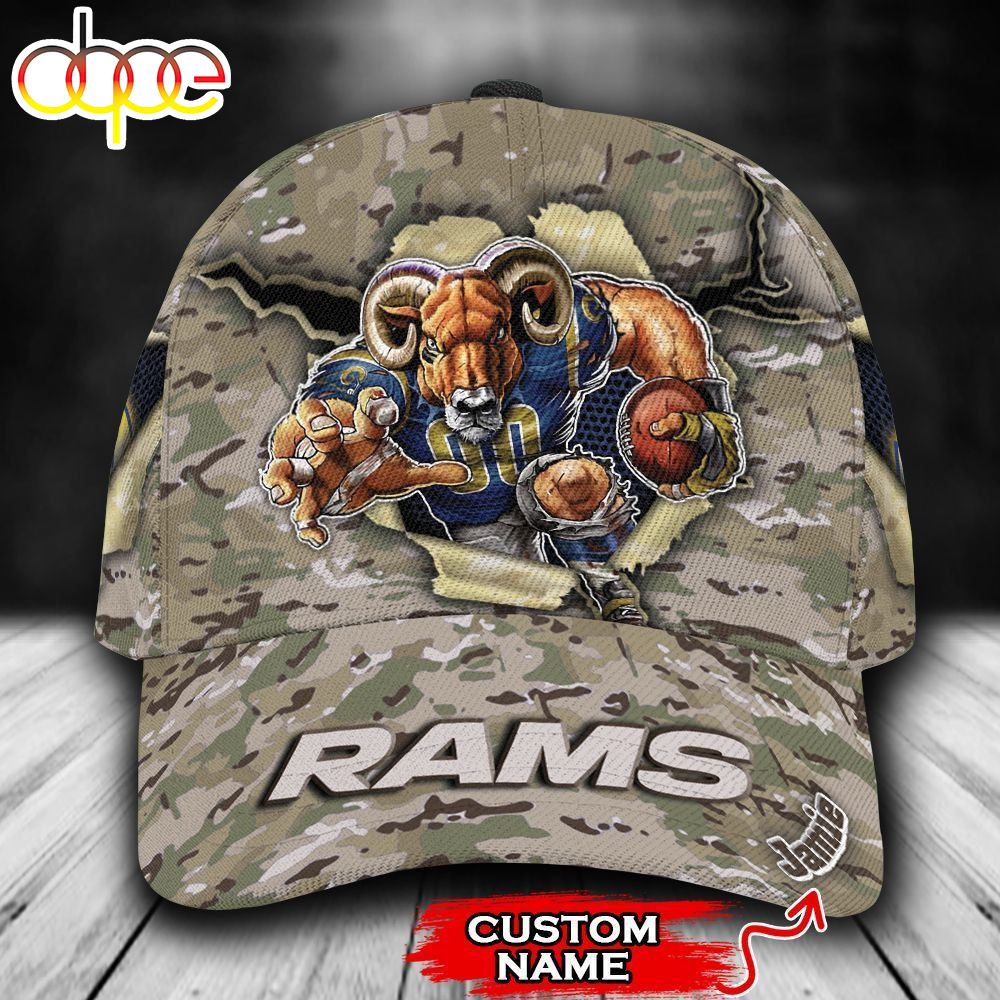 Personalized Los Angeles Rams Camo Mascot All Over Print 3D Classic Cap