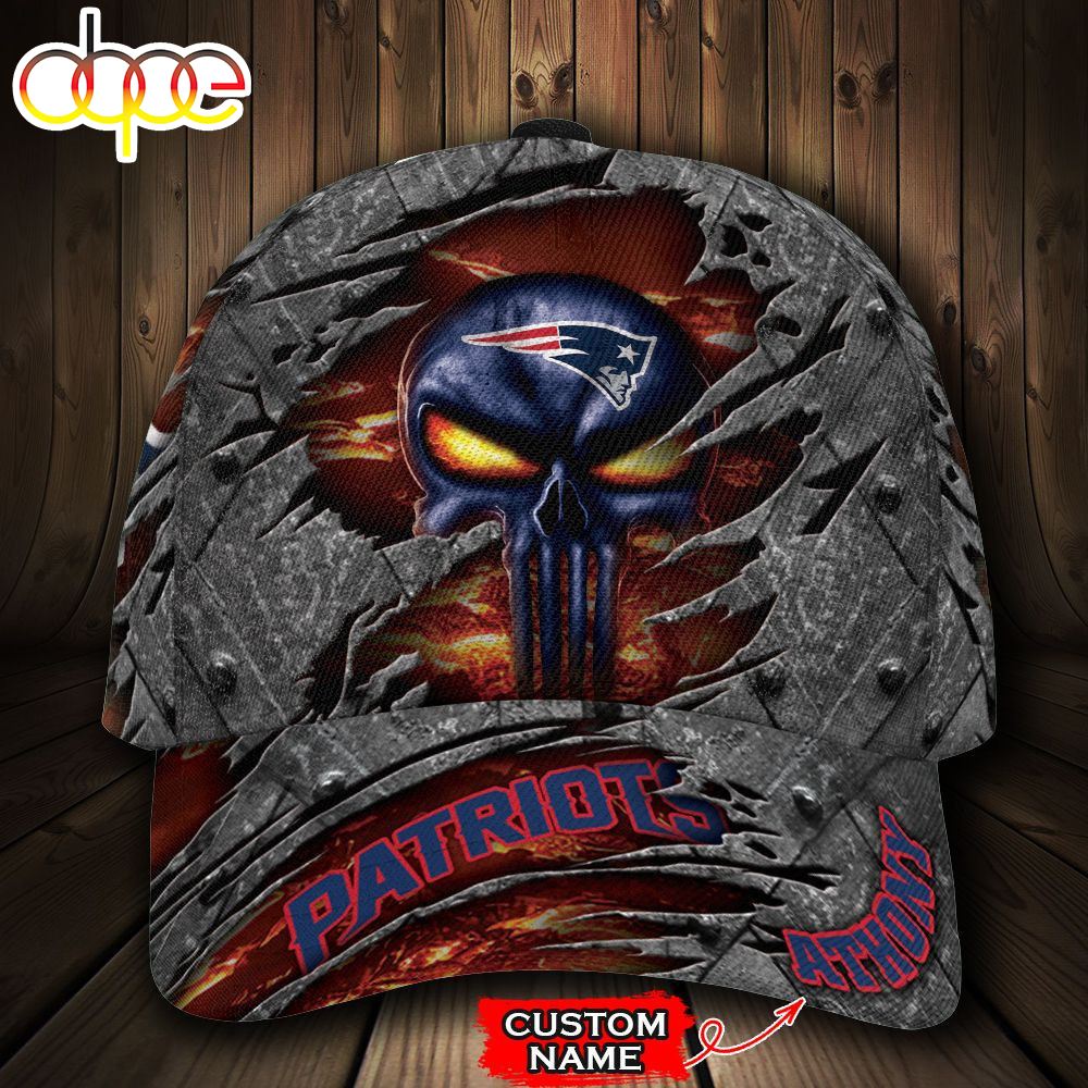 Personalized New England Patriots Skull All Over Print 3D Classic Cap