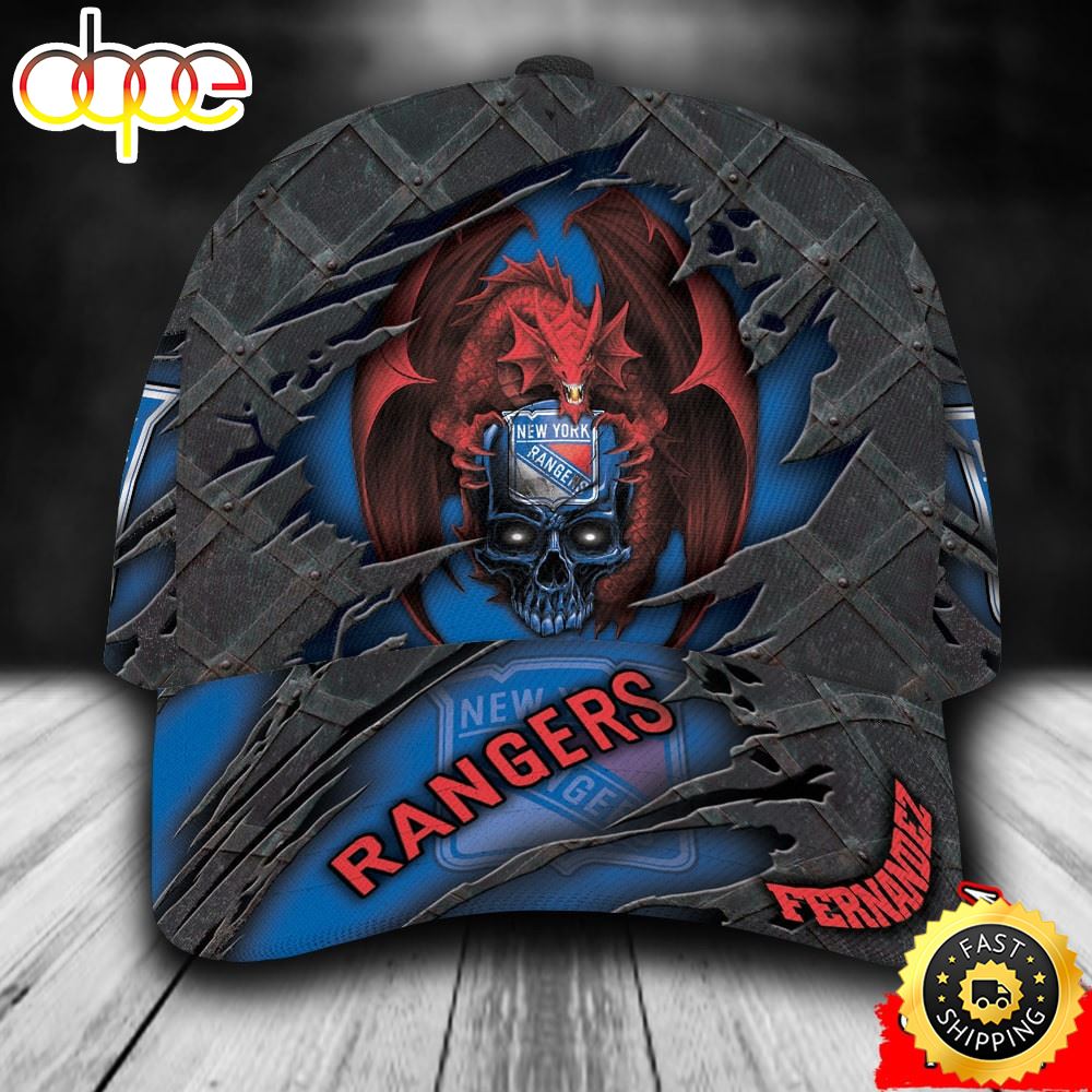 Personalized New York Rangers Dragon Skull All Over Print 3D Baseball Cap