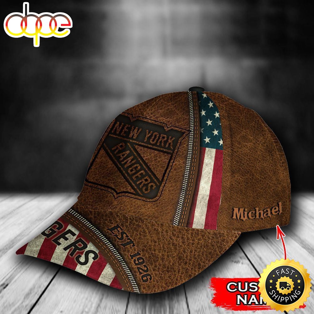 Personalized New York Rangers USA Flag Zip All Over Print 3D Baseball Cap