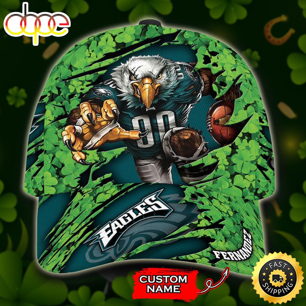 Personalized Philadelphia Eagles St Patrick's Day Mascot All Over Print 3D Classic Cap-TPH