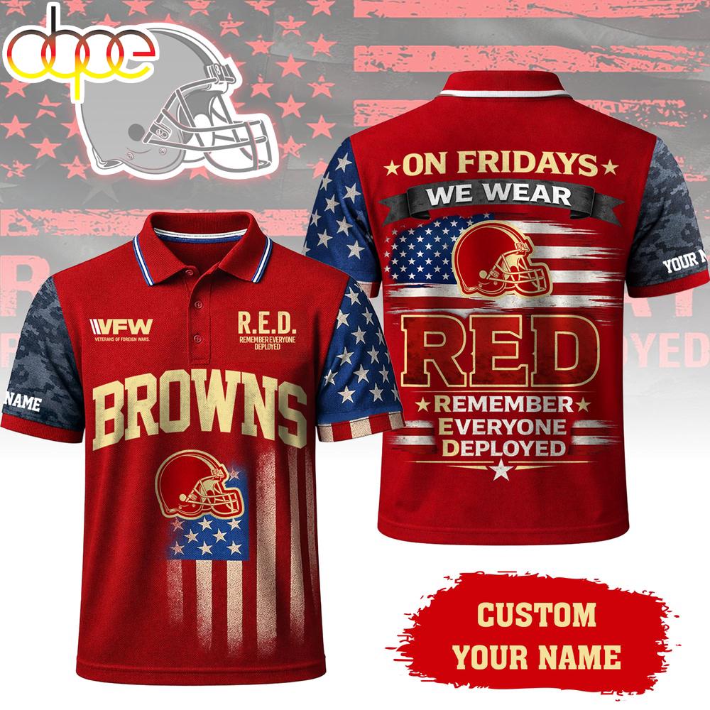 Custom Name  Cleveland Browns NFL Red Friday Polo Shirt For Fans