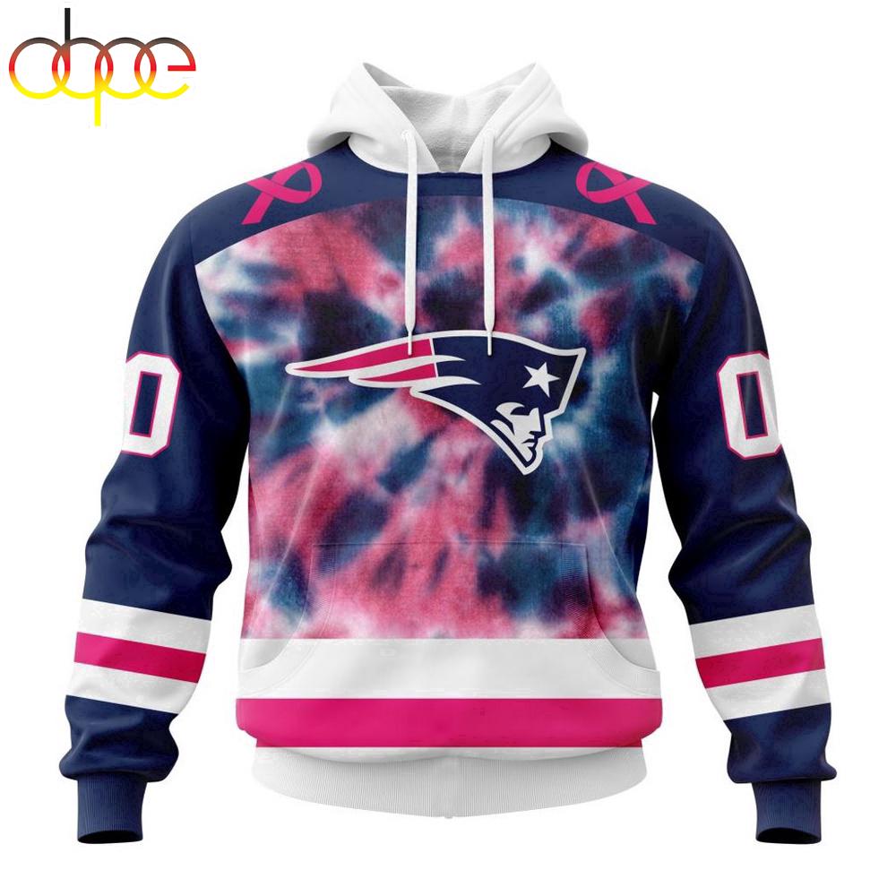 Custom Name And Number NFL New England Patriots Pink Fight Breast Cancer Hoodie
