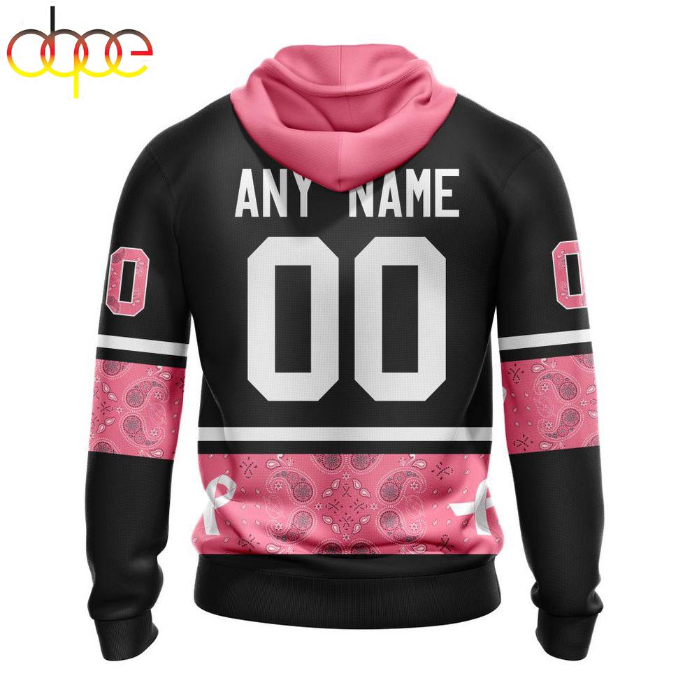 Custom Name And Number NHL Tampa Bay Lightning Breast Cancer All Over Print Hoodie