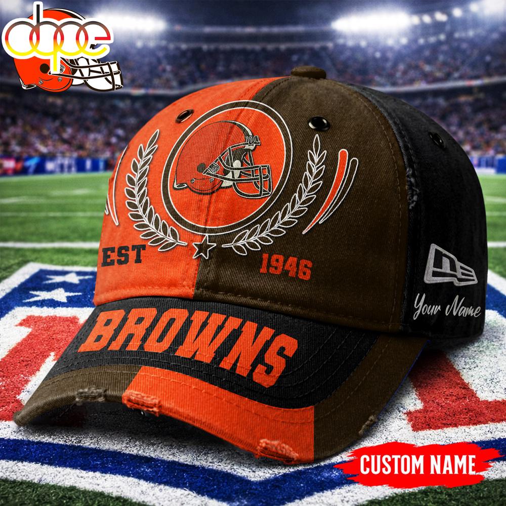 Custom Name Cleveland Browns NFL Split Color New Era Baseball Cap