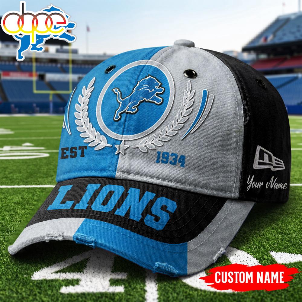 Custom Name Detroit Lions NFL Split Color New Era Baseball Cap