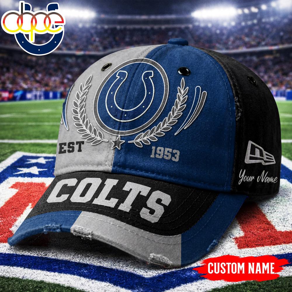 Custom Name Indianapolis Colts NFL Split Color New Era Baseball Cap