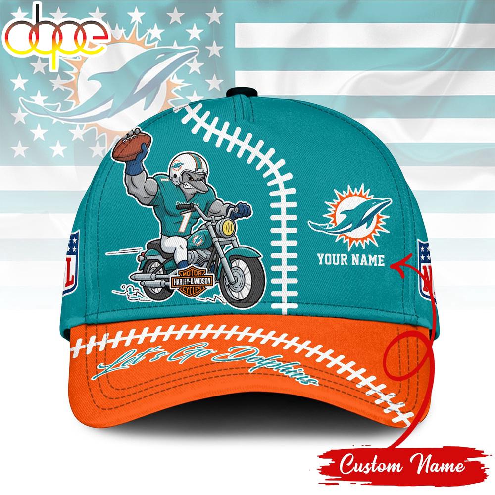 Custom Name Miami Dolphins NFL Harley Davidson Classic Baseball Cap