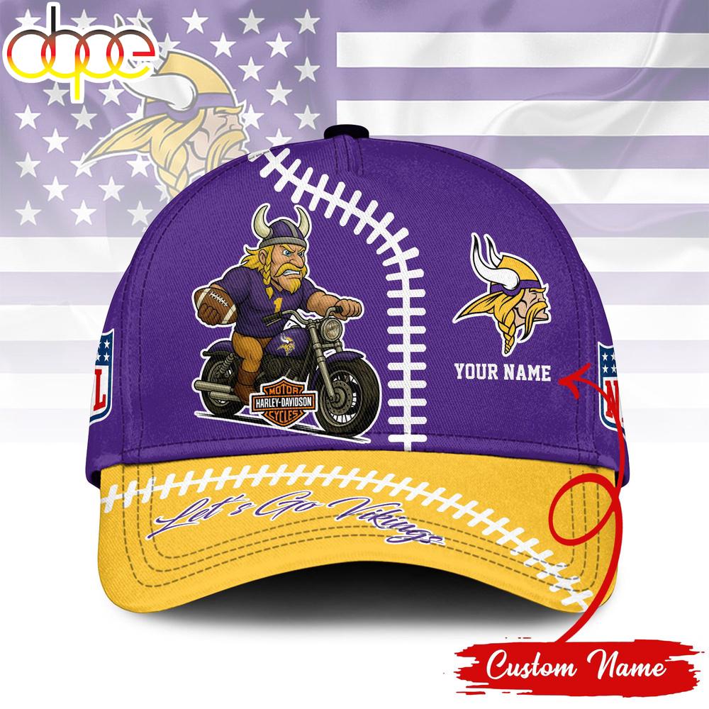 Custom Name Minnesota Vikings NFL Harley Davidson Classic Baseball Cap