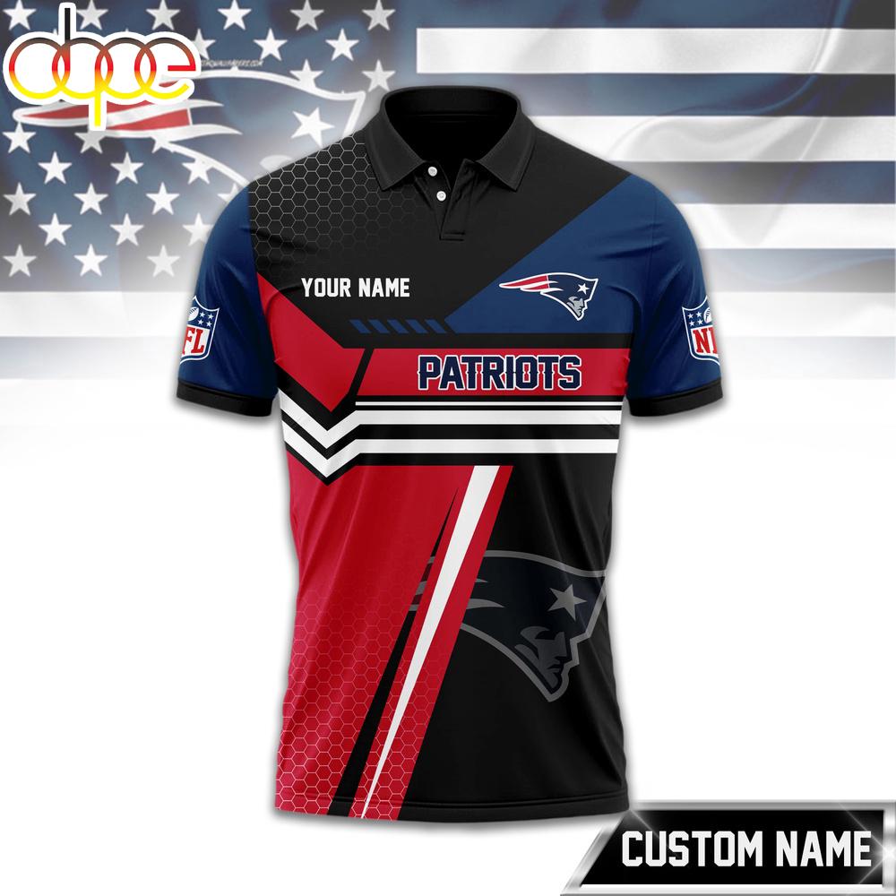 Custom Name New England Patriots NFL Inspired 3D Polo Shirt