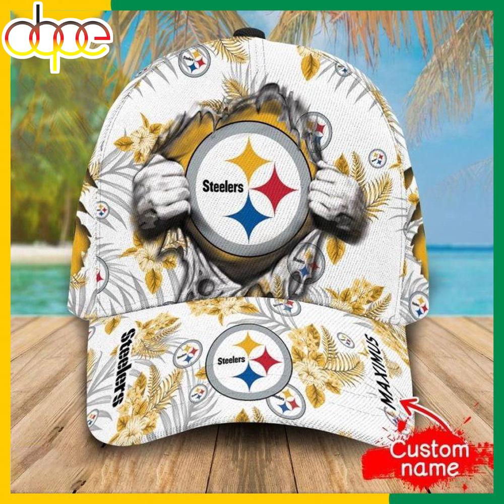 Custom Name Pittsburgh Steelers NFL Hawaiian Pattern Classic Baseball Cap
