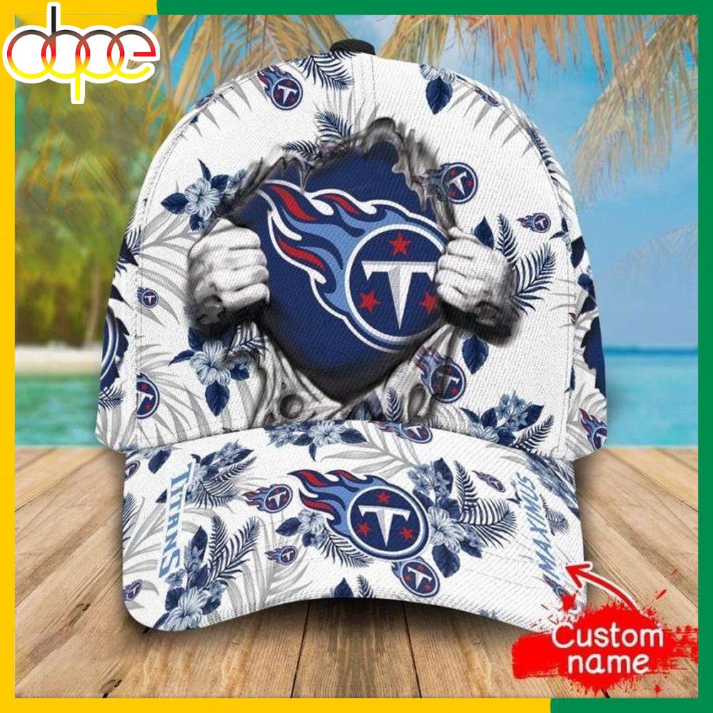 Custom Name Tennessee Titans NFL Hawaiian Pattern Classic Baseball Cap