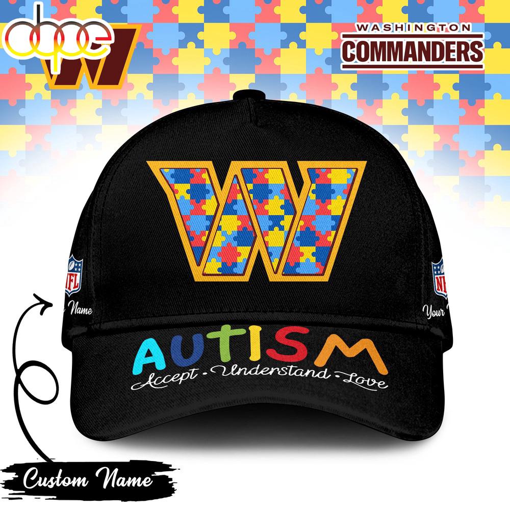 Custom Name Washington Commanders NFL Autism Classic Baseball Cap