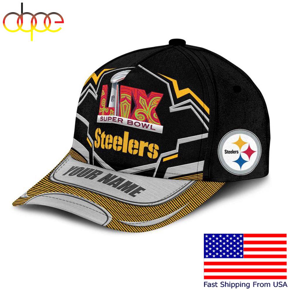 Limited Edition NFL Pittsburgh Steelers Super Bowl LIX Custom Baseball Cap