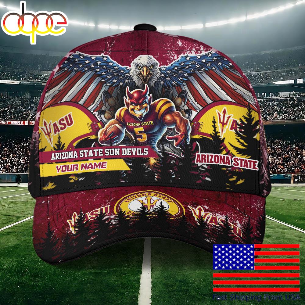NCAA Arizona State Sun Devils Mascot Logo Custom Name Baseball Cap  For Fans