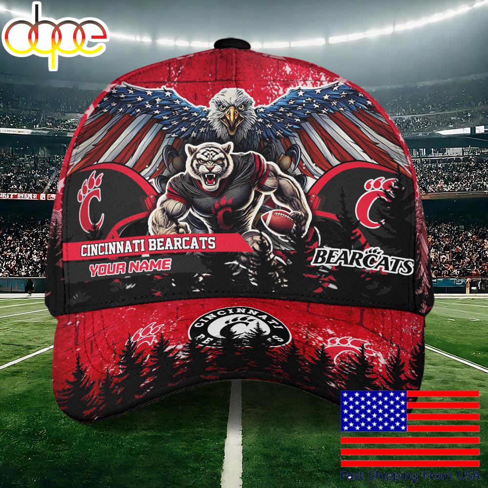NCAA Cincinnati Bearcats Mascot Logo Custom Name Baseball Cap  For Fans