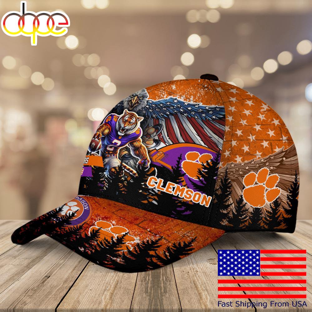 NCAA Clemson Tigers Mascot Logo Custom Name Baseball Cap  For Fans