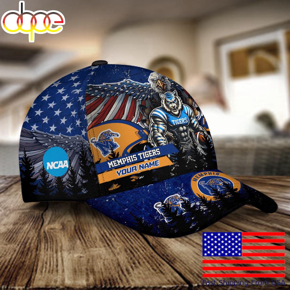 NCAA Memphis Tigers Mascot Logo Custom Name Baseball Cap  For Fans