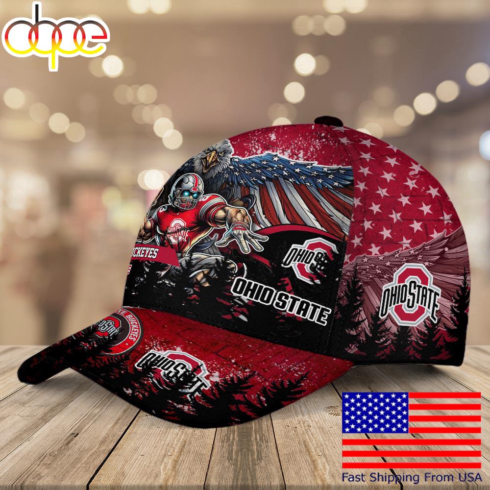 NCAA Ohio State Buckeyes Mascot Logo Custom Name Baseball Cap  For Fans