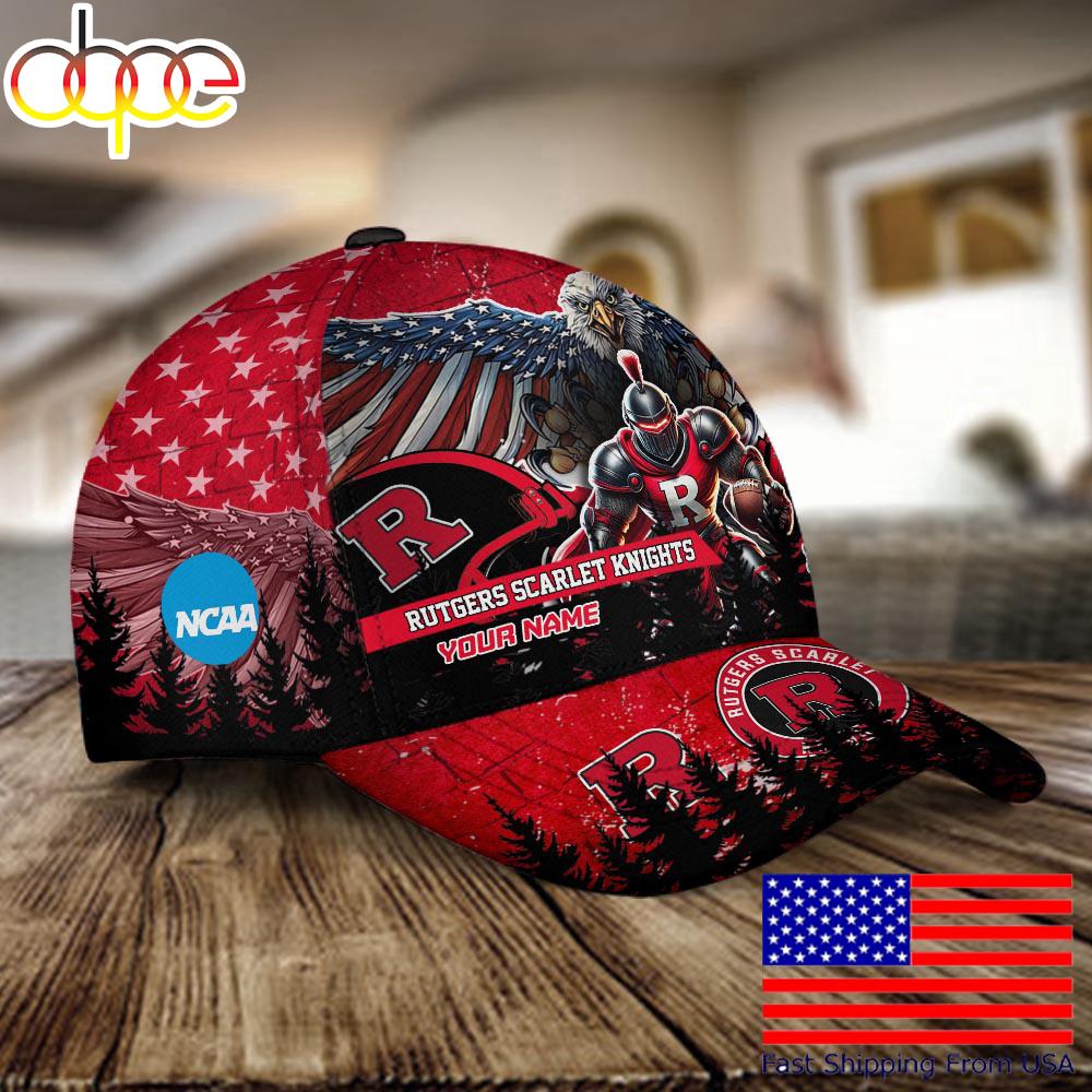 NCAA Rutgers Scarlet Knights Mascot Logo Custom Name Baseball Cap  For Fans