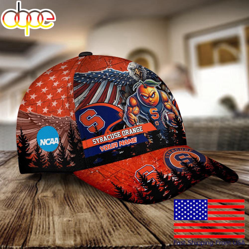 NCAA Syracuse Orange Mascot Logo Custom Name Baseball Cap  For Fans