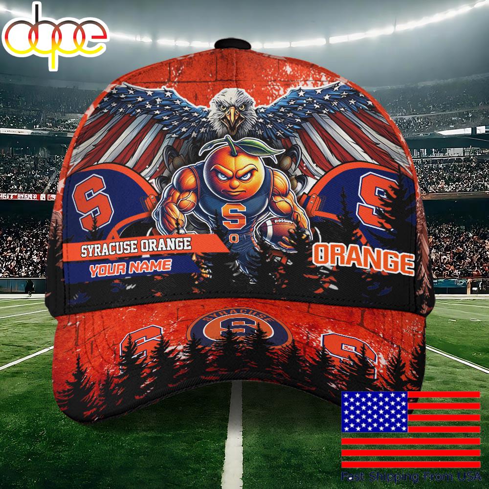 NCAA Syracuse Orange Mascot Logo Custom Name Baseball Cap  For Fans