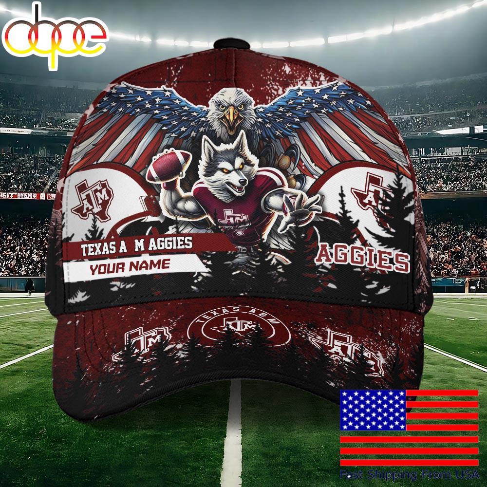 NCAA Texas A&amp;ampM Aggies Mascot Logo Custom Name Baseball Cap  For Fans