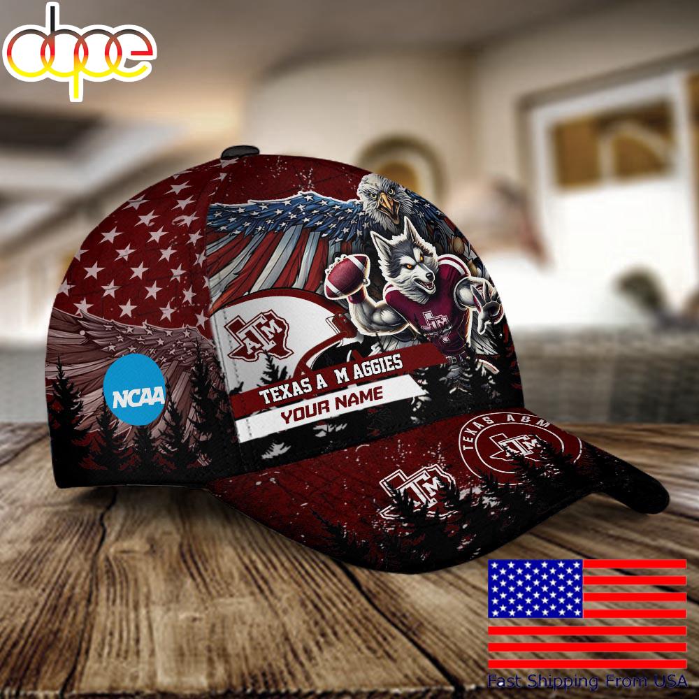 NCAA Texas A&amp;ampM Aggies Mascot Logo Custom Name Baseball Cap  For Fans