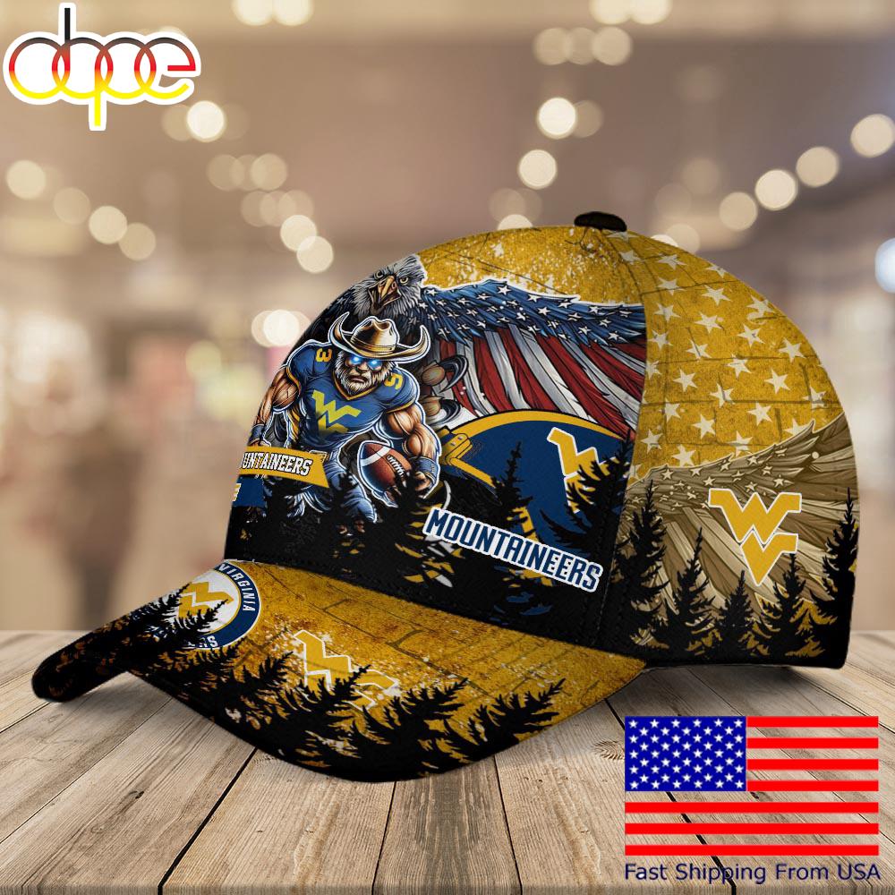 NCAA West Virginia Mountaineers Mascot Logo Custom Name Baseball Cap  For Fans