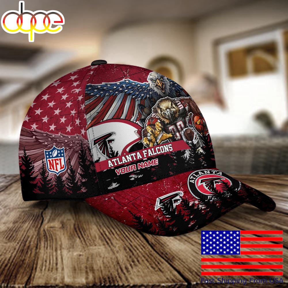 NFL Atlanta Falcons Mascot Logo Custom Name Baseball Cap  For Fans