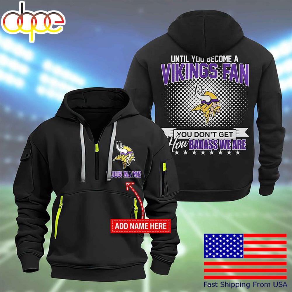 NFL Minnesota Vikings Super Bowl LIX Custom Name Limited Edition Quarter Zip Hoodie
