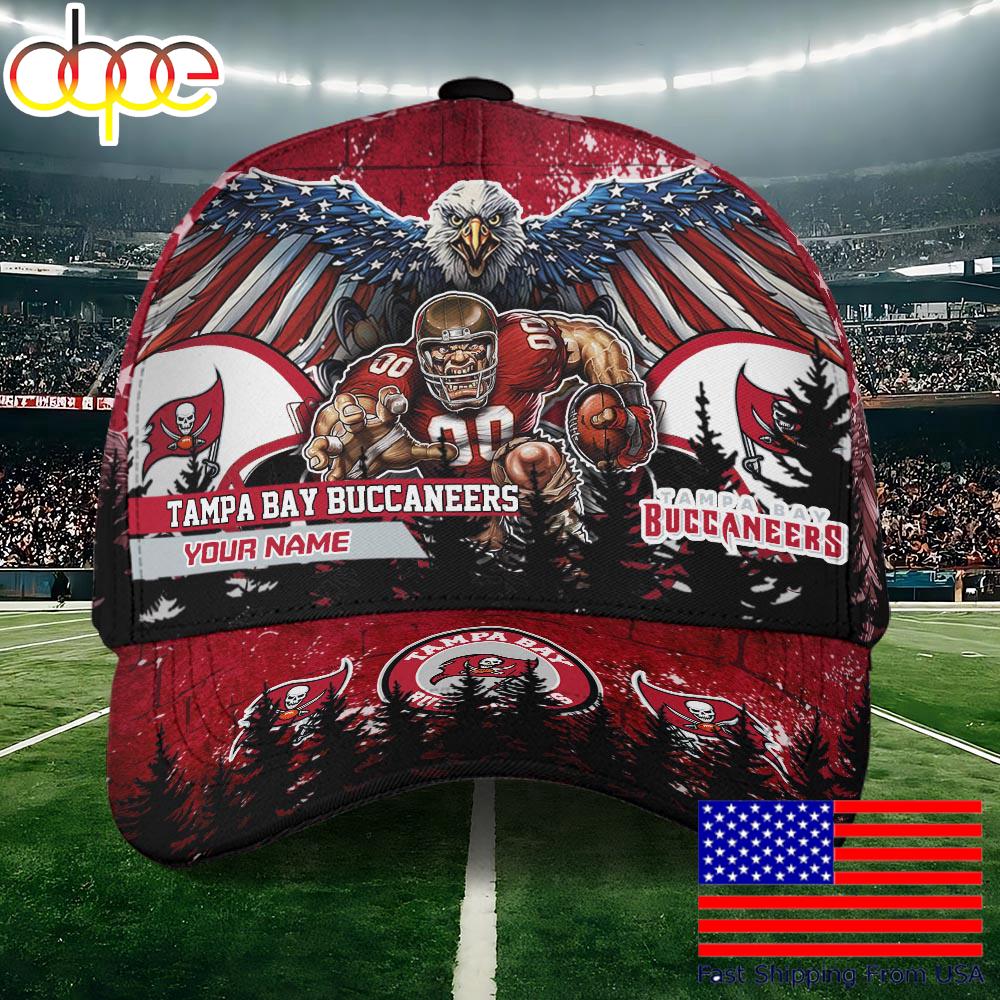 NFL Tampa Bay Buccaneers Mascot Logo Custom Name Baseball Cap  For Fans