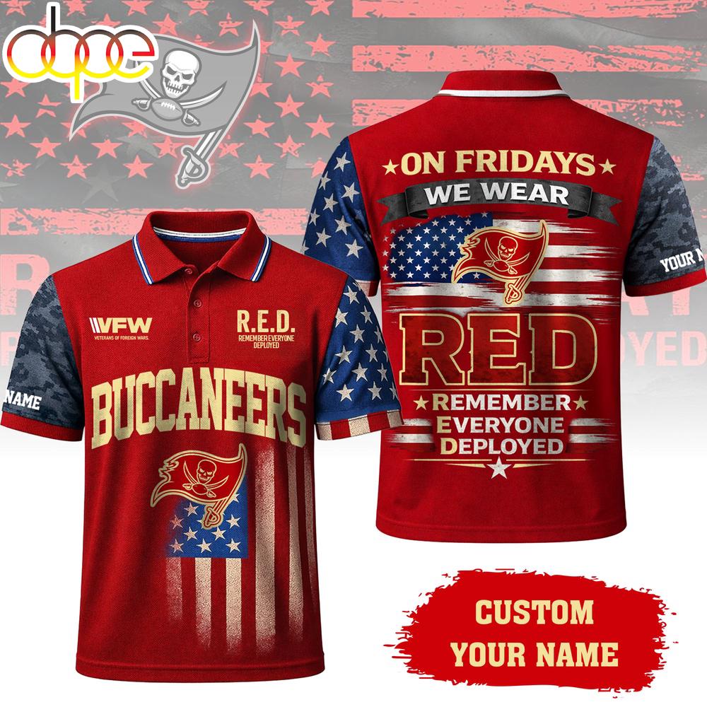 Custom Name  Tampa Bay Buccaneers NFL Red Friday Polo Shirt For Fans
